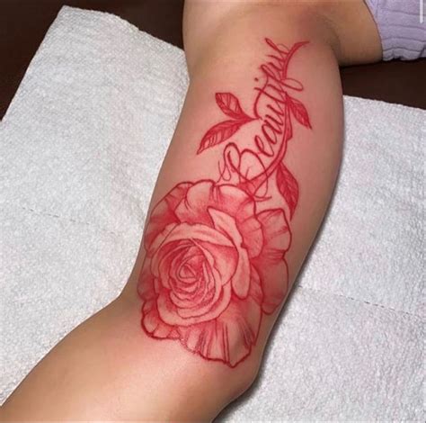 red ink rose tattoo